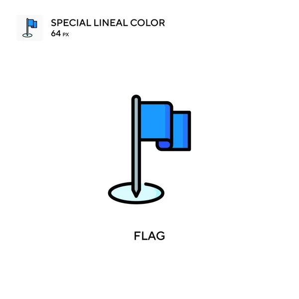 Bandeira Ícone Cor Linear Especial Modelo Design Símbolo Ilustração Para — Vetor de Stock