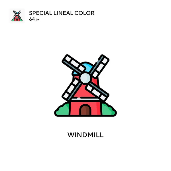 Windmühle Spezielles Lineares Farbsymbol Illustration Symbol Design Vorlage Für Web — Stockvektor