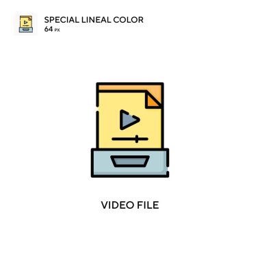 Video dosyası Özel doğrusal renk simgesi. Web mobil UI ögesi için resimleme sembolü tasarım şablonu. Düzenlenebilir vuruş üzerine mükemmel renk modern pictogram.