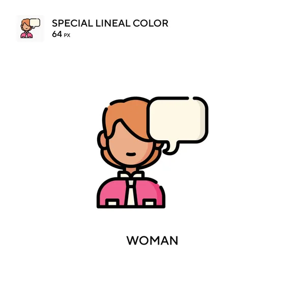 Kvinnan Speciell Linjal Färg Ikon Illustration Symbol Design Mall För — Stock vektor