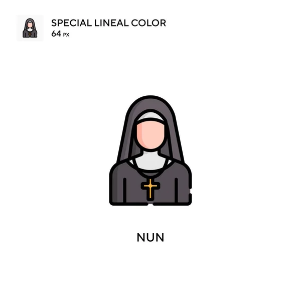 Nun Special Lineal Color Icon 디자인 모바일 요소를 템플릿 스트로크에 — 스톡 벡터