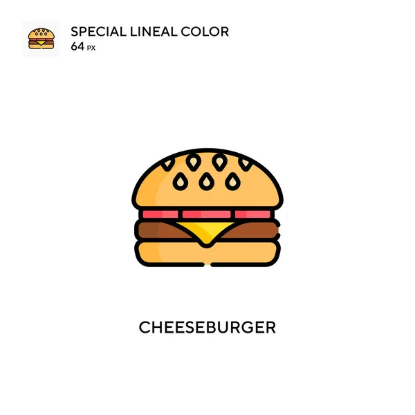 Cheeseburger Ícone Cor Linear Especial Modelo Design Símbolo Ilustração Para — Vetor de Stock