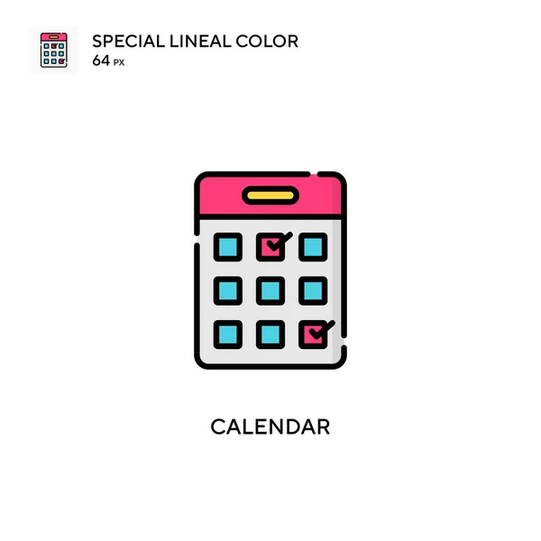 Kalender Speciell Linjal Färg Ikon Illustration Symbol Design Mall För — Stock vektor