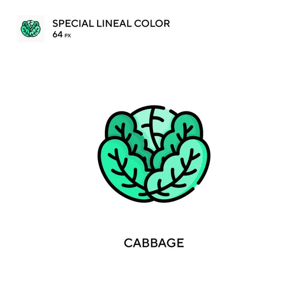 Cabbage Icono Especial Color Lineal Plantilla Diseño Símbolo Ilustración Para — Vector de stock