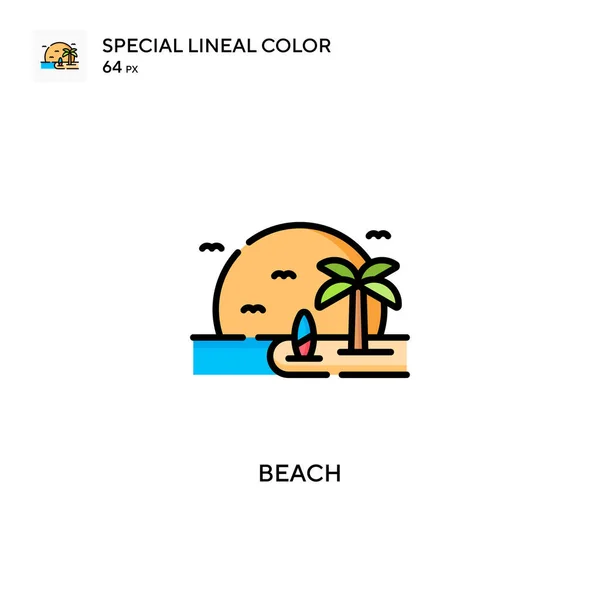 Praia Ícone Cor Linear Especial Modelo Design Símbolo Ilustração Para — Vetor de Stock