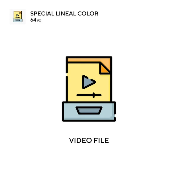 Archivo Vídeo Icono Color Lineal Especial Plantilla Diseño Símbolo Ilustración — Vector de stock