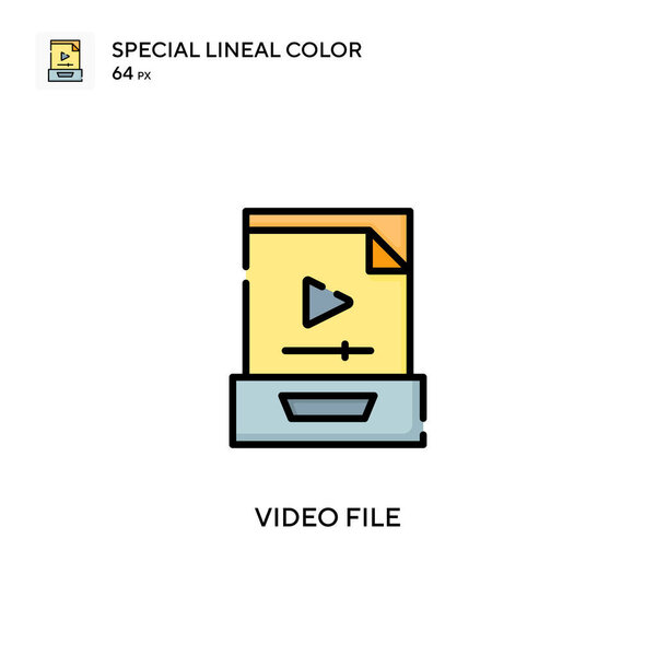 Video file Special lineal color icon. Illustration symbol design template for web mobile UI element. Perfect color modern pictogram on editable stroke.