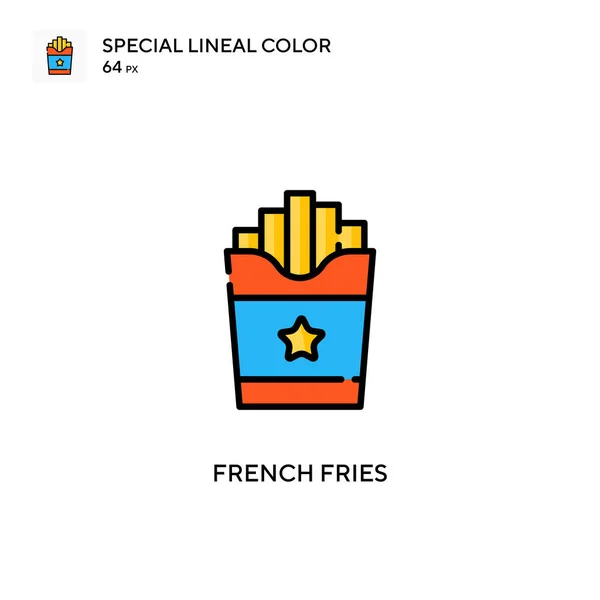Pommes Frites Speciell Linjal Färg Ikon Illustration Symbol Design Mall — Stock vektor