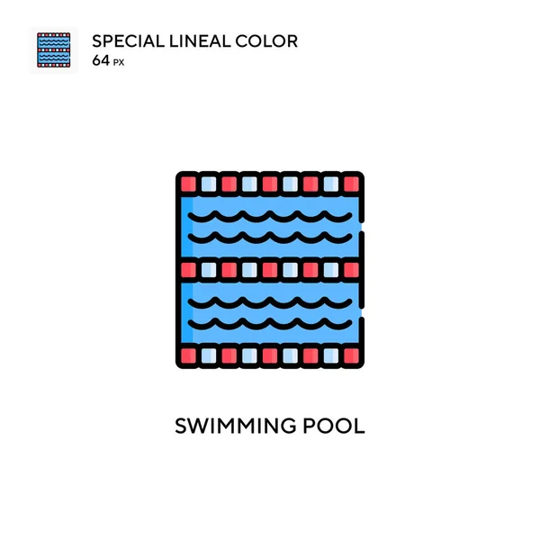 游泳池特殊的线形彩色图标 Web移动Ui元素的说明性符号设计模板 关于可编辑笔画的完美色彩现代象形文字 — 图库矢量图片