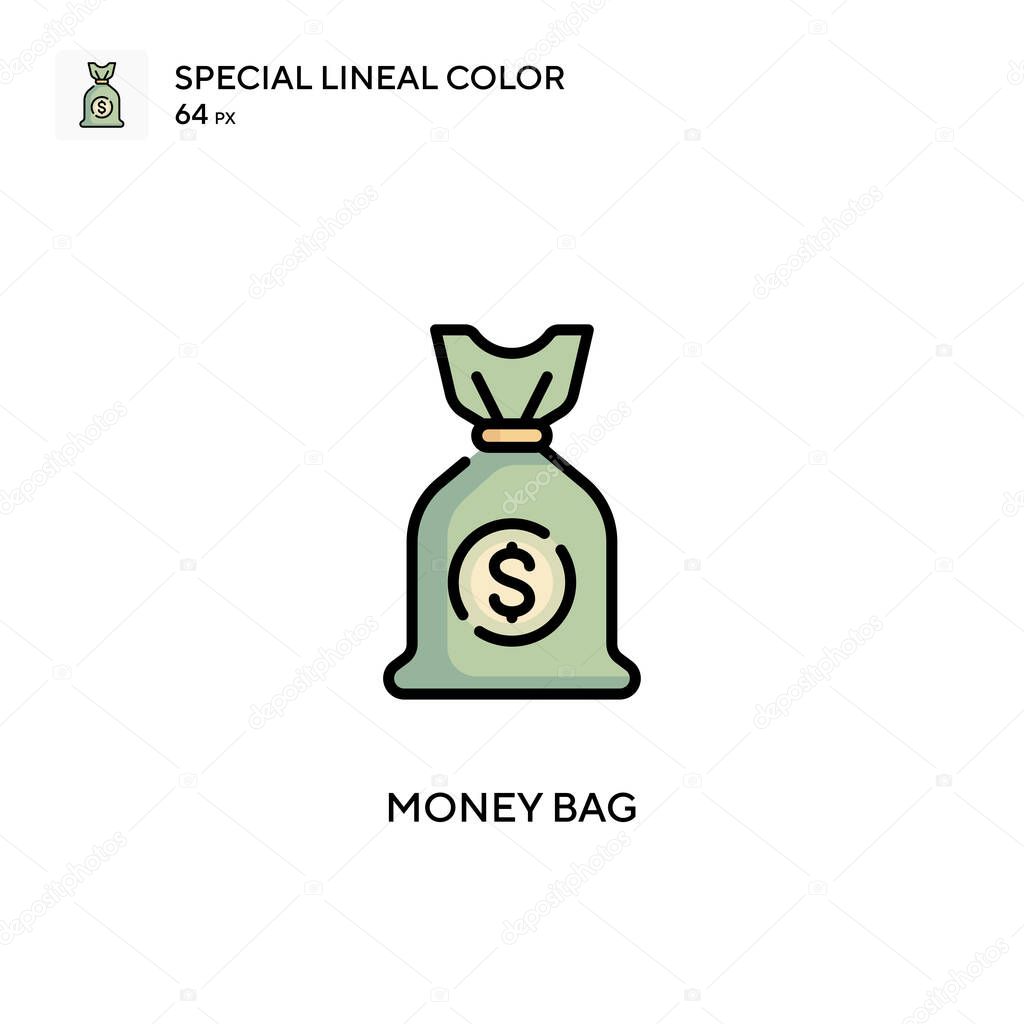 Money bag Special lineal color icon. Illustration symbol design template for web mobile UI element. Perfect color modern pictogram on editable stroke.