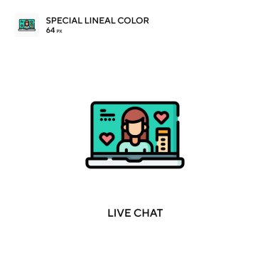 Canlı sohbet özel çizgi renk simgesi. Web mobil UI ögesi için resimleme sembolü tasarım şablonu. Düzenlenebilir vuruş üzerine mükemmel renk modern pictogram.
