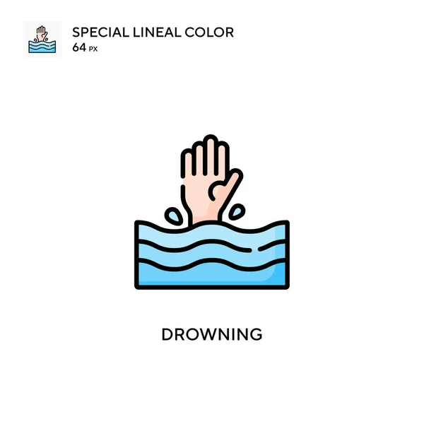 Drowning Special Lineal Color Icon 디자인 모바일 요소를 템플릿 스트로크에 — 스톡 벡터