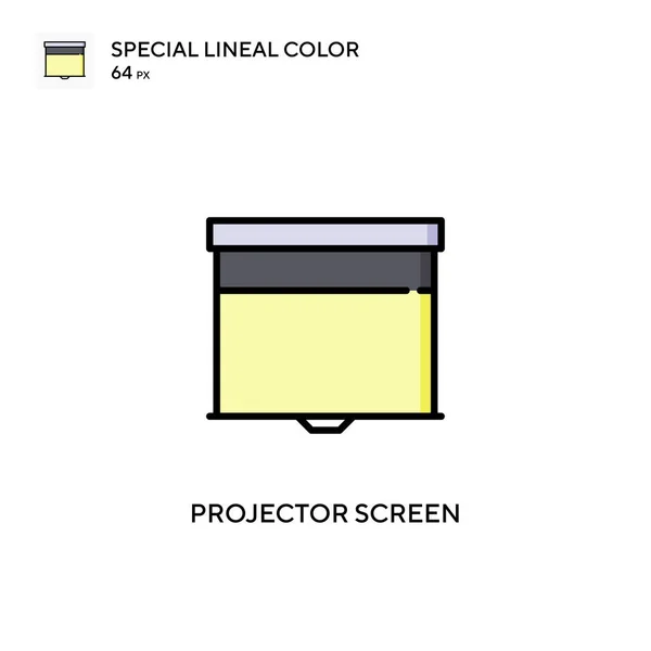 Pantalla Del Proyector Icono Color Lineal Especial Plantilla Diseño Símbolo — Vector de stock