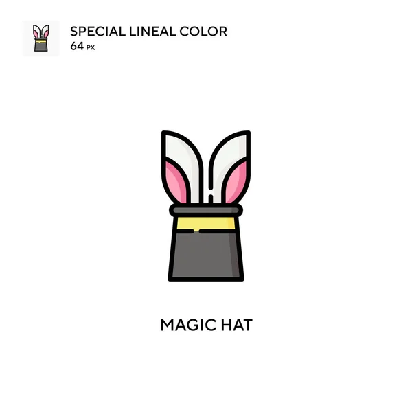 Magische Hoed Speciale Lineal Kleur Pictogram Illustratie Symbool Ontwerp Sjabloon — Stockvector