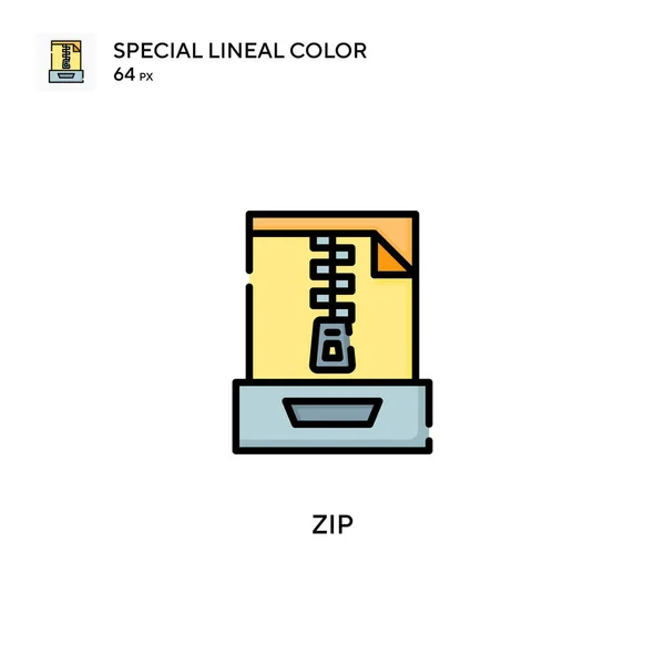 Zip Icono Especial Color Lineal Plantilla Diseño Símbolo Ilustración Para — Vector de stock