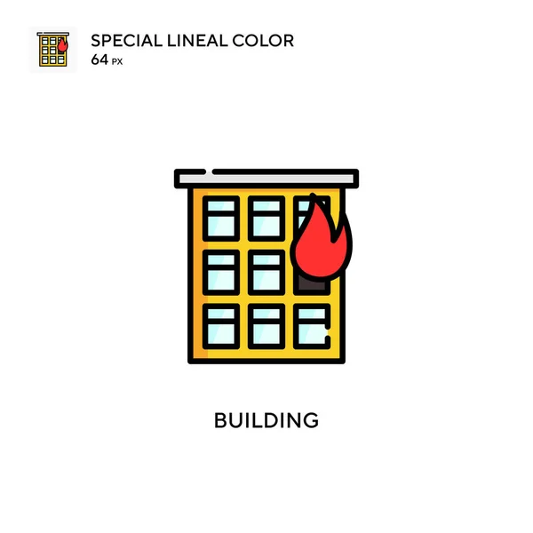 Edificio Icono Especial Color Lineal Plantilla Diseño Símbolo Ilustración Para — Vector de stock