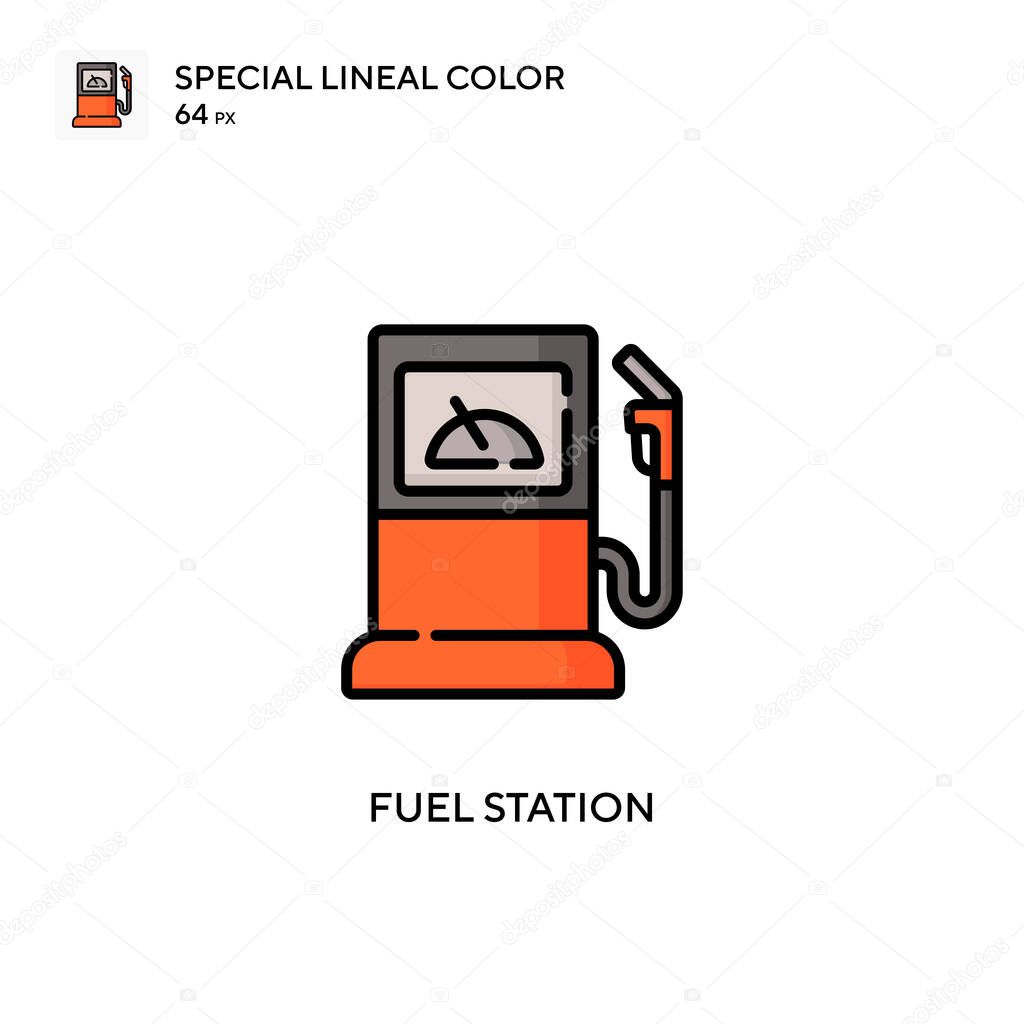 Fuel station Special lineal color icon. Illustration symbol design template for web mobile UI element. Perfect color modern pictogram on editable stroke.