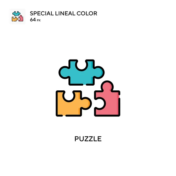 Puzzle Icono Color Lineal Especial Plantilla Diseño Símbolo Ilustración Para — Archivo Imágenes Vectoriales