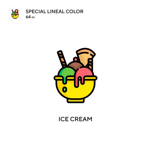 冰淇淋特殊的线形色彩图标 Web移动Ui元素的说明性符号设计模板 关于可编辑笔画的完美色彩现代象形文字 — 图库矢量图片