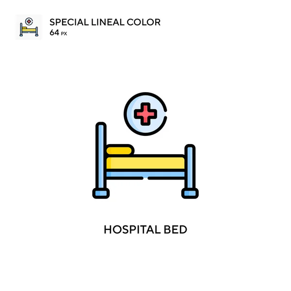 Cama Hospital Icono Especial Color Lineal Plantilla Diseño Símbolo Ilustración — Vector de stock