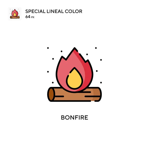Bonfire Icône Spéciale Couleur Linéaire Modèle Conception Symbole Illustration Pour — Image vectorielle