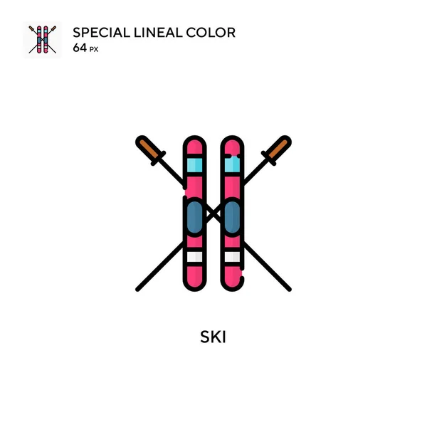 Ski Ícone Cor Linear Especial Modelo Design Símbolo Ilustração Para —  Vetores de Stock