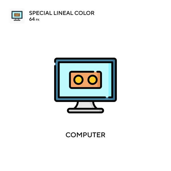 Ordenador Icono Color Lineal Especial Plantilla Diseño Símbolo Ilustración Para — Vector de stock