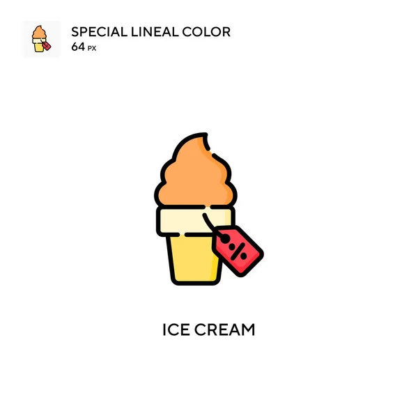 Crème Glacée Icône Spéciale Couleur Linéaire Modèle Conception Symbole Illustration — Image vectorielle