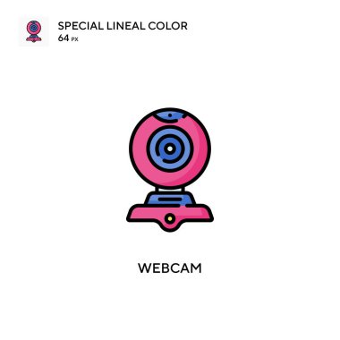 Webcam Özel Çizgisel Renk Simgesi. Web mobil UI ögesi için resimleme sembolü tasarım şablonu. Düzenlenebilir vuruş üzerine mükemmel renk modern pictogram.