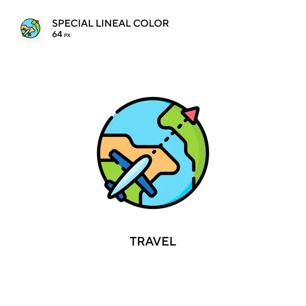 Voyage Icône Spéciale Couleur Linéaire Modèle Conception Symbole Illustration Pour — Image vectorielle