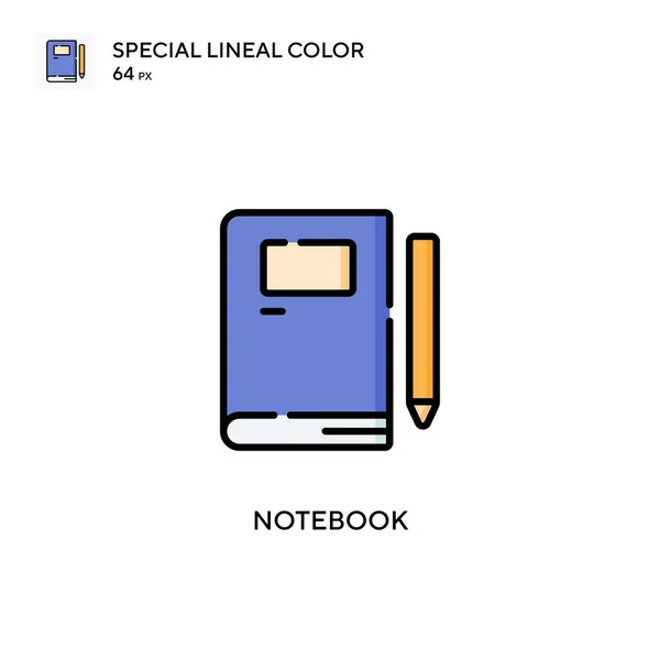 Cuaderno Icono Especial Color Lineal Plantilla Diseño Símbolo Ilustración Para — Vector de stock