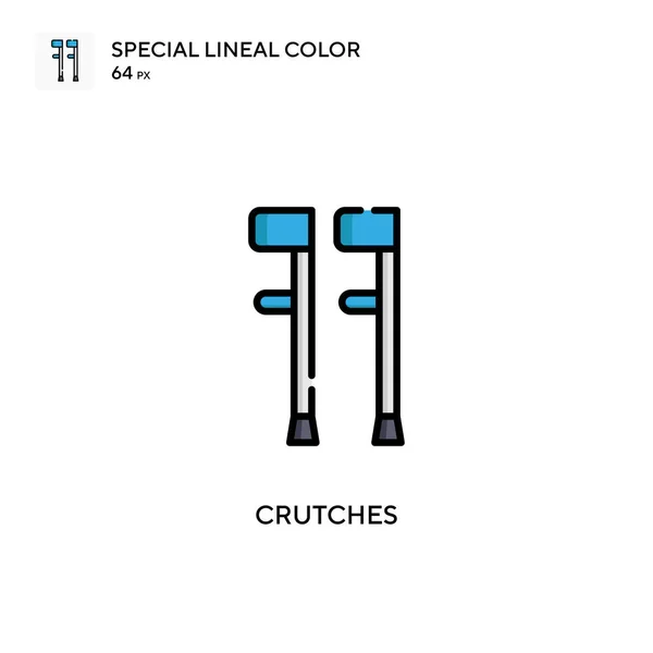 Crutches Ícone Cor Linear Especial Modelo Design Símbolo Ilustração Para — Vetor de Stock