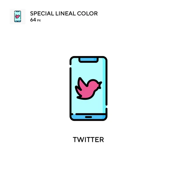 Twitter Specjalna Ikona Koloru Liniowego Wzór Symbolu Ilustracji Dla Mobilnego — Wektor stockowy