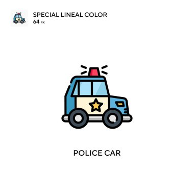 Polis arabası özel renk ikonu. Web mobil UI ögesi için resimleme sembolü tasarım şablonu. Düzenlenebilir vuruş üzerine mükemmel renk modern pictogram.