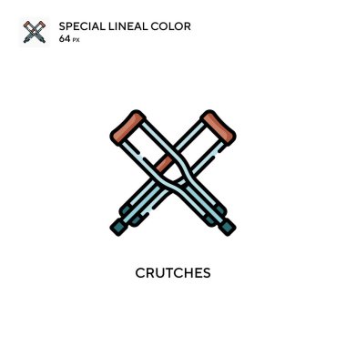 Koltuk değnekleri özel çizgi renk simgesi. Web mobil UI ögesi için resimleme sembolü tasarım şablonu. Düzenlenebilir vuruş üzerine mükemmel renk modern pictogram.