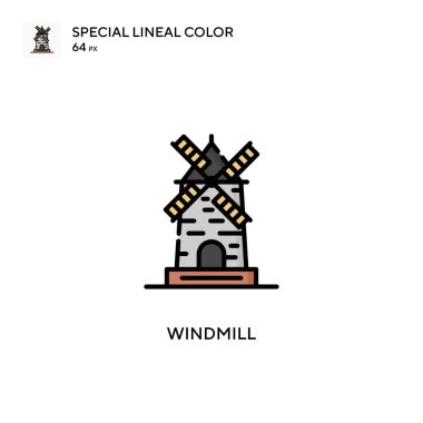 Windmill Özel Renk Simgesi. Web mobil UI ögesi için resimleme sembolü tasarım şablonu. Düzenlenebilir vuruş üzerine mükemmel renk modern pictogram.