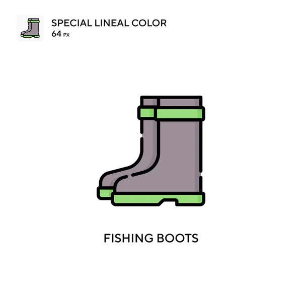钓鱼靴特殊的线形彩色图标 Web移动Ui元素的说明性符号设计模板 关于可编辑笔画的完美色彩现代象形文字 — 图库矢量图片