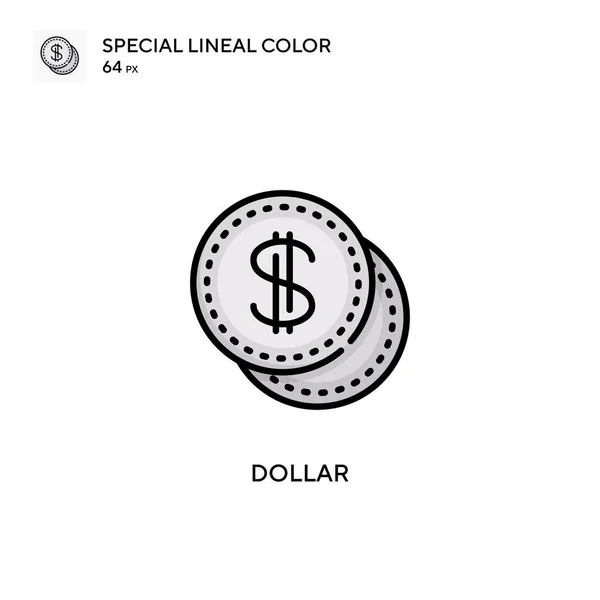 Dollar Speciell Linjal Färg Ikon Illustration Symbol Design Mall För — Stock vektor