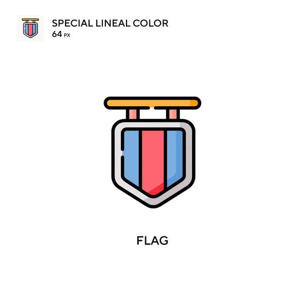 Bandeira Ícone Cor Linear Especial Modelo Design Símbolo Ilustração Para —  Vetores de Stock