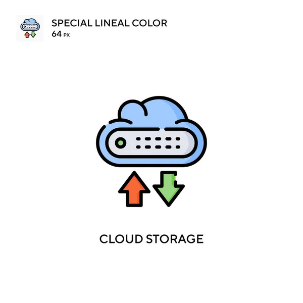 Almacenamiento Nube Icono Color Lineal Especial Plantilla Diseño Símbolo Ilustración — Vector de stock