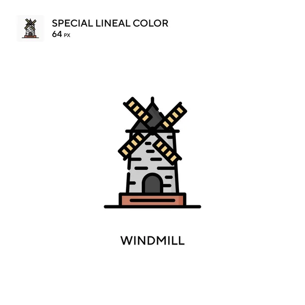 Windmühle Spezielles Lineares Farbsymbol Illustration Symbol Design Vorlage Für Web — Stockvektor