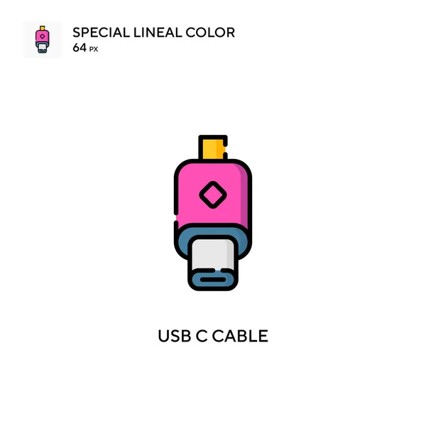 Cable Usb Icono Especial Color Lineal Plantilla Diseño Símbolo Ilustración — Vector de stock