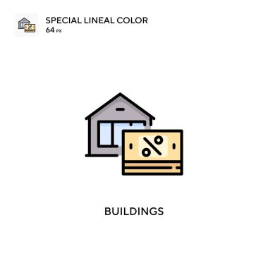 Binalar Özel Çizgi Renk Simgesi. Web mobil UI ögesi için resimleme sembolü tasarım şablonu. Düzenlenebilir vuruş üzerine mükemmel renk modern pictogram.