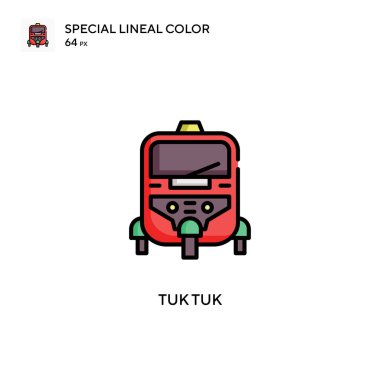 Tuk tuk Özel çizgi renk simgesi. Web mobil UI ögesi için resimleme sembolü tasarım şablonu. Düzenlenebilir vuruş üzerine mükemmel renk modern pictogram.