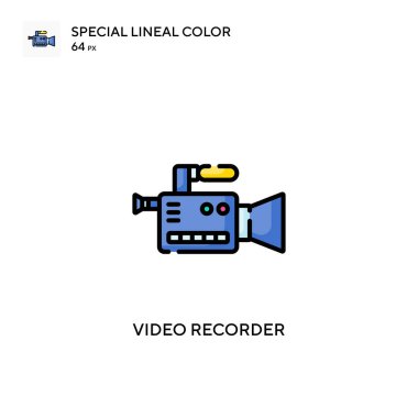 Video kaydedici özel doğrusal renk simgesi. Web mobil UI ögesi için resimleme sembolü tasarım şablonu. Düzenlenebilir vuruş üzerine mükemmel renk modern pictogram.