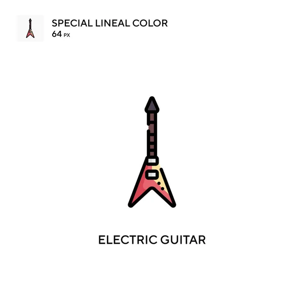 Guitare Électrique Icône Spéciale Couleur Linéaire Modèle Conception Symbole Illustration — Image vectorielle