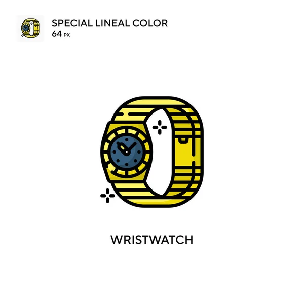 Reloj Pulsera Icono Especial Color Lineal Plantilla Diseño Símbolo Ilustración — Archivo Imágenes Vectoriales