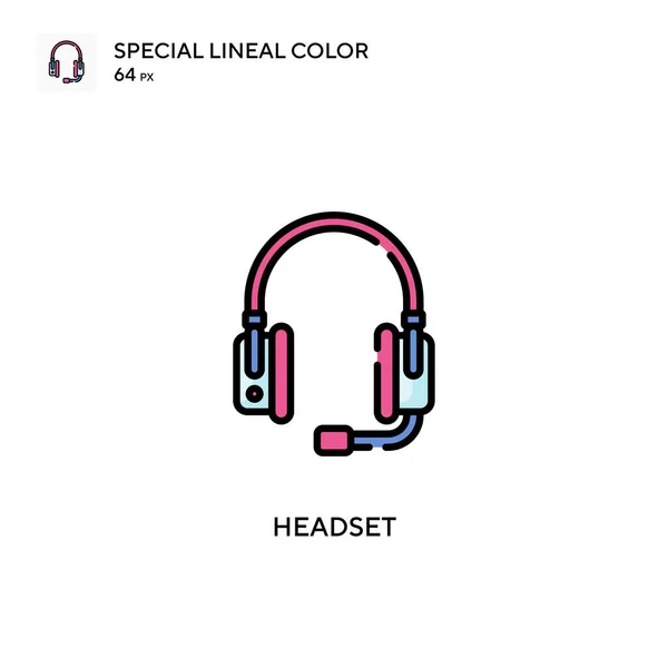 Headset Ícone Cor Linear Especial Modelo Design Símbolo Ilustração Para — Vetor de Stock