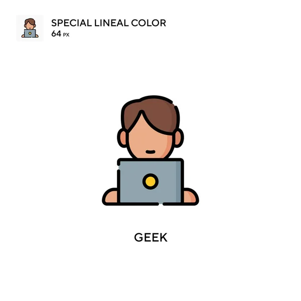 Geek Ícone Cor Linear Especial Modelo Design Símbolo Ilustração Para — Vetor de Stock