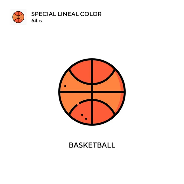 バスケットボールスペシャルラインカラーアイコン WebモバイルUi要素用のイラスト記号デザインテンプレート 編集可能なストローク上の完璧な色現代ピクトグラム — ストックベクタ